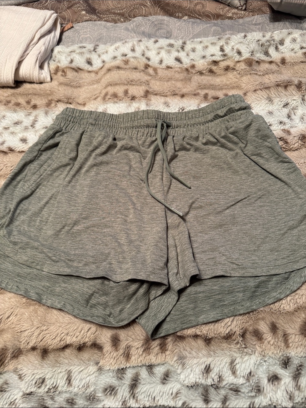Reebok Women's Olive Green Athletic Drawstring Shorts